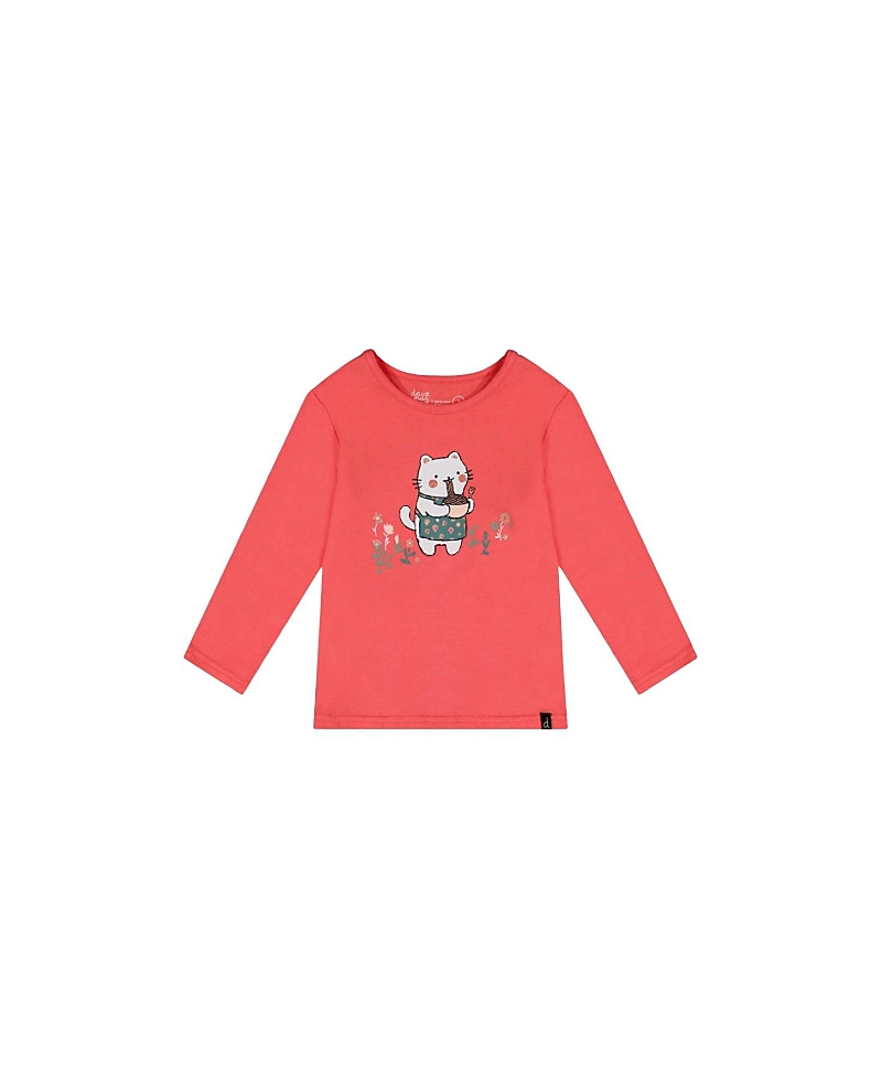 Deux par Deux Girls' Organic Cotton Cat Noodle Long Sleeve T-Shirt - Baby