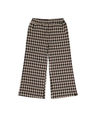 Girls' Houndstooth Jacquard Elastic Waist Flare Pants - Big Kid
