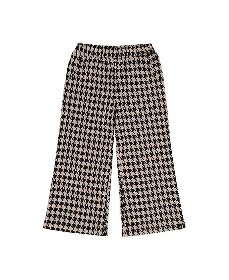 Deux par Deux Girls' Houndstooth Jacquard Elastic Waist Flare Pants - Big Kid