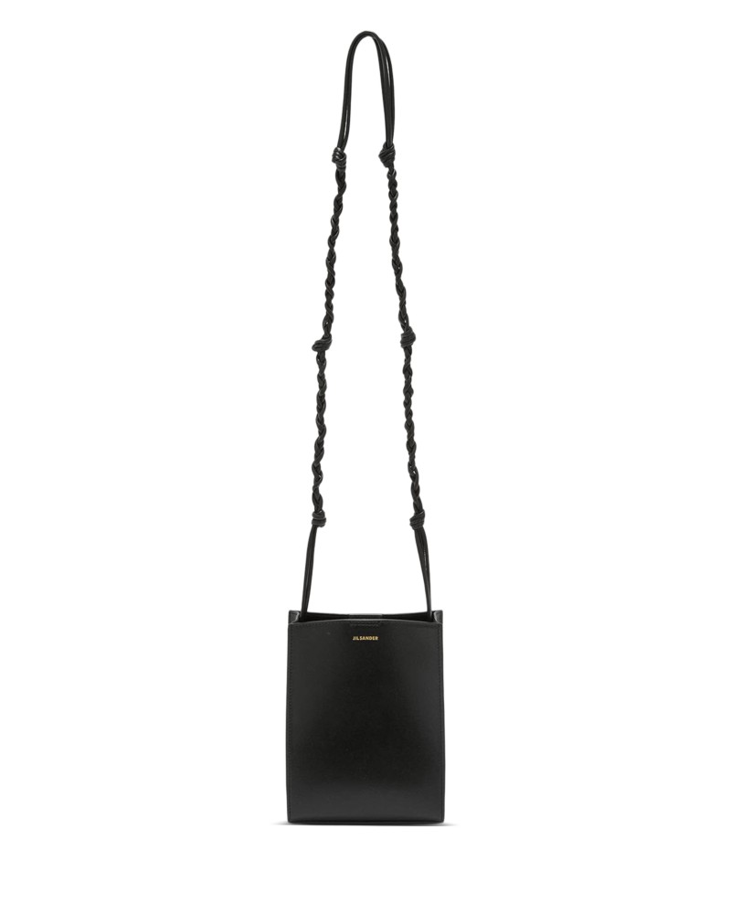 Jil Sander Tangle Leather Phone Shoulder Bag in Black
