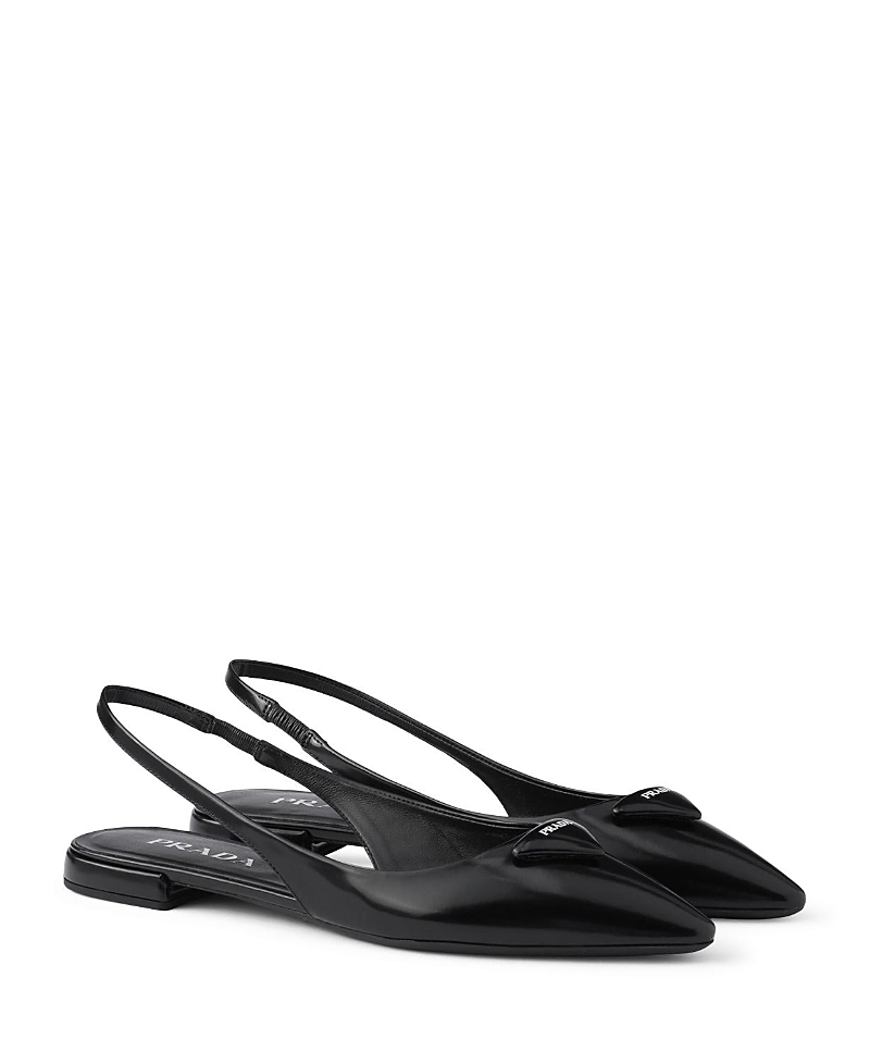 Prada Women's Brushed Leather Ballerina Slingbacks