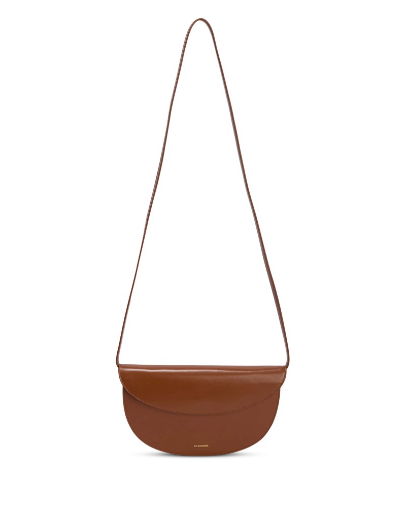 Jil Sander Curve Mini Leather Shoulder Bag in Tan
