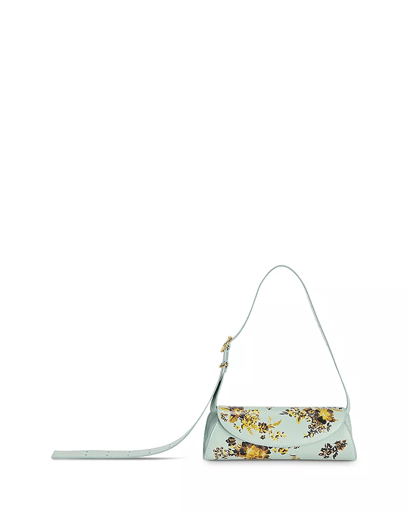 Jil Sander Cannolo Small Floral Print Leather Shoulder Bag