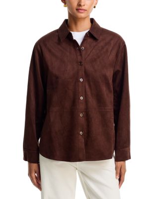 Faux Suede Fold Collar Shirt - Exclusive