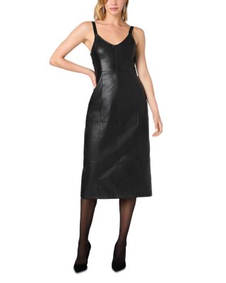 Dessa Faux Leather V Neck Dress