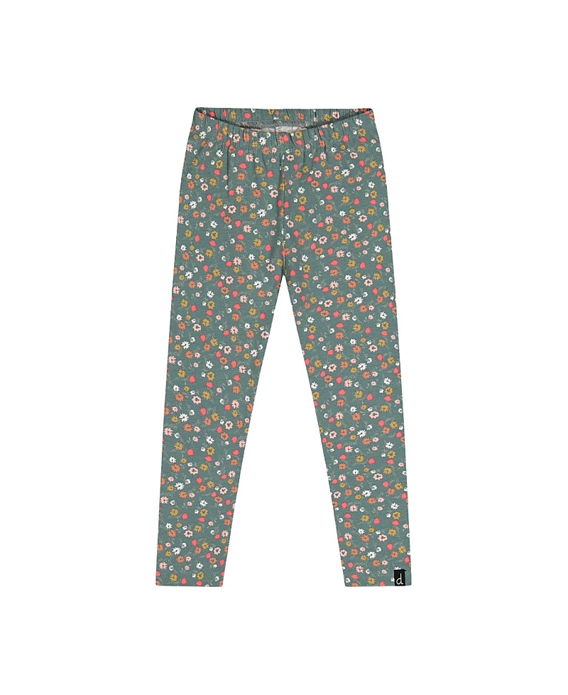 Deux par Deux Girls' Organic Cotton Ditsy Floral Elastic Waist Leggings - Little Kid