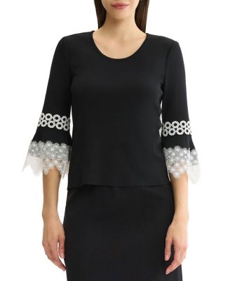 Lace Applique Soft Knit Top
