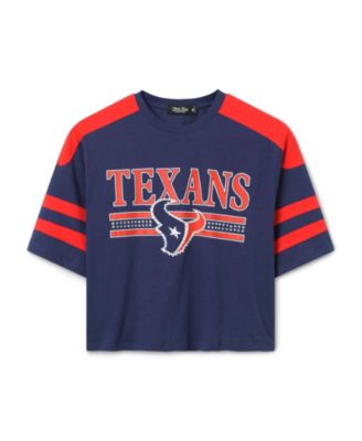  Women's Houston Texans Bling Striped Crop Tee