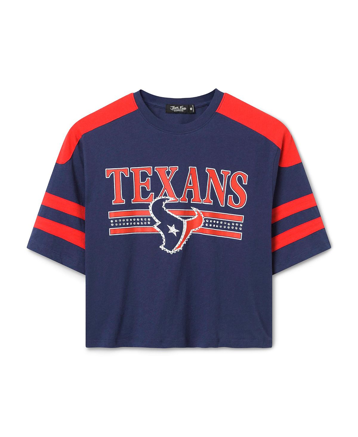 Junk Food Clothing Women's Houston Texans Bling Striped Crop Tee