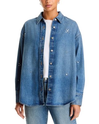 Jordan Embellished Denim Shirt in Trip on Drip