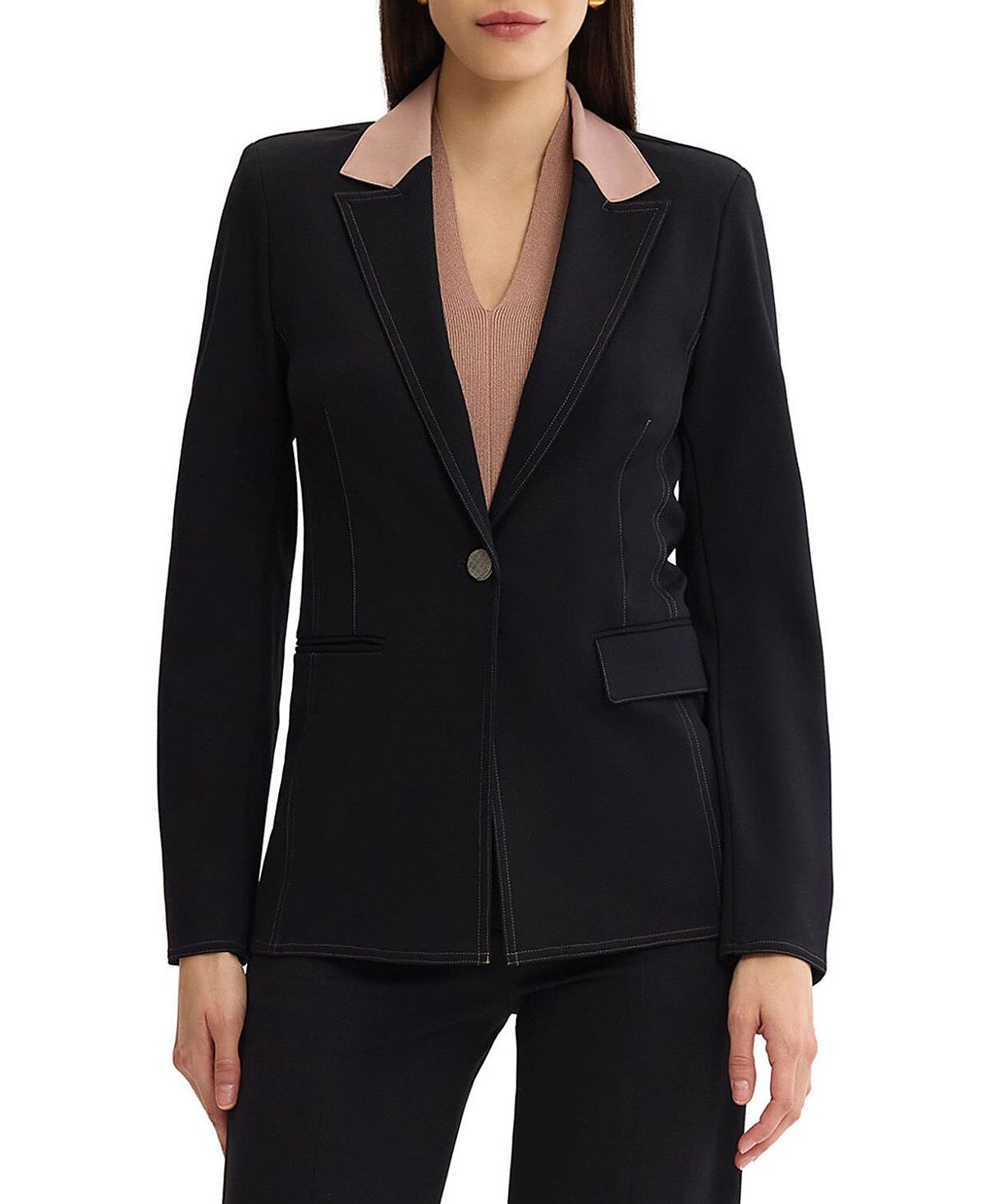 Misook Tailored LuxeStretch Contrast Stitch Blazer