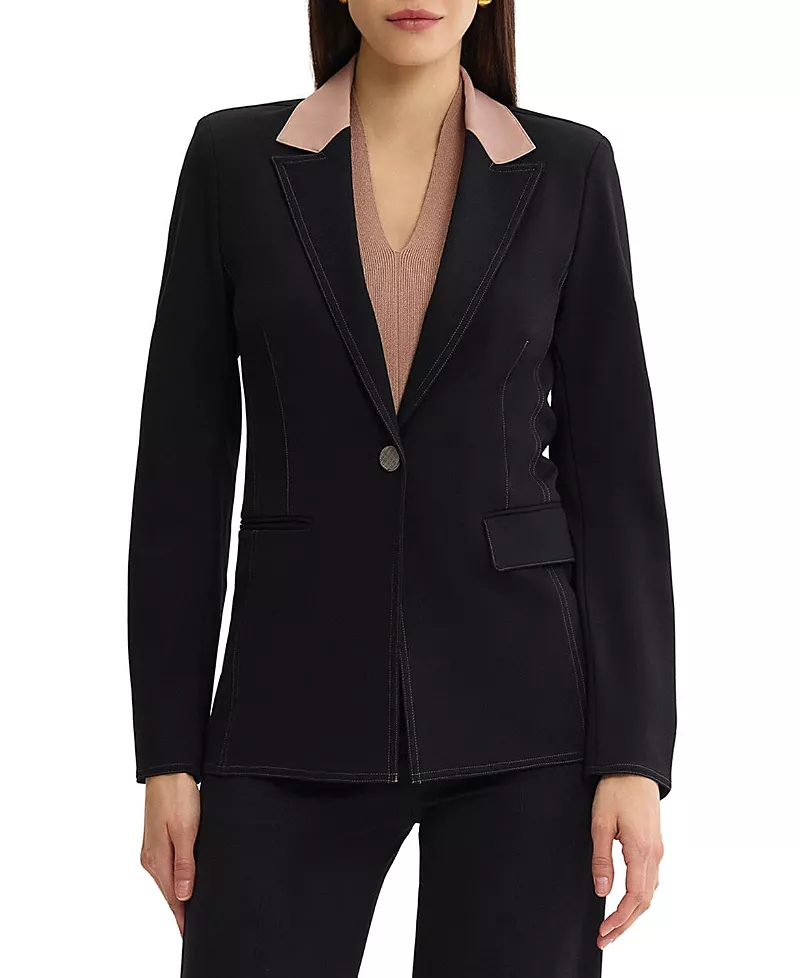 Misook Tailored LuxeStretch Contrast Stitch Blazer