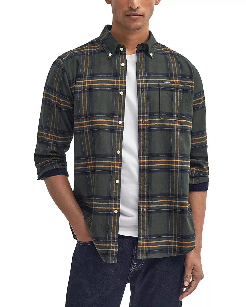 Barbour Portdown Olive Cotton Check Shirt