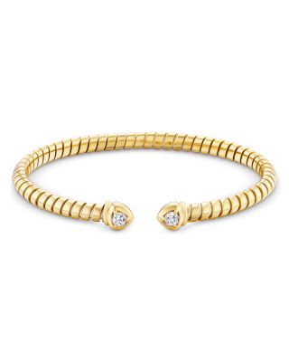 18K Yellow Gold Lina Diamond Bangle Flex Cuff Bracelet, 0.26 tcw