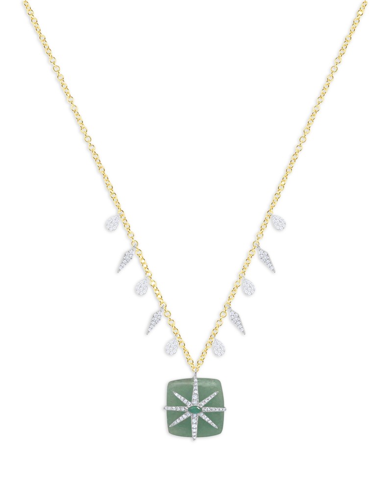 Meira T 14K White & Yellow Gold Jade, Emerald & Diamond Star Pendant Necklace, 16-18" by Bloomingdale's