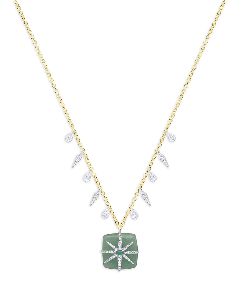 Meira T 14K White & Yellow Gold Jade, Emerald & Diamond Star Pendant Necklace, 16-18