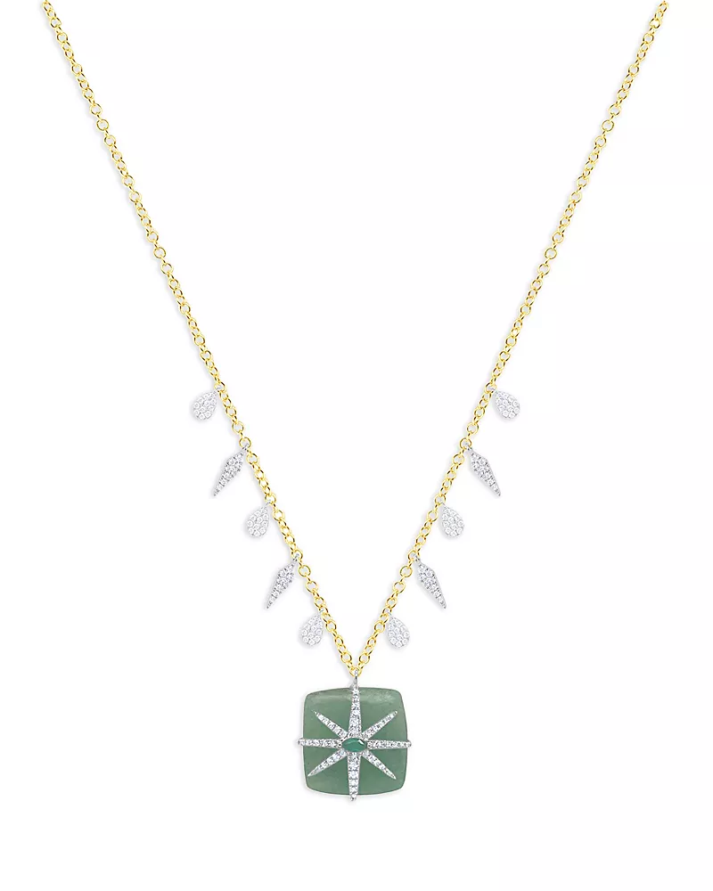 Meira T 14K White & Yellow Gold Jade, Emerald & Diamond Star Pendant Necklace, 16