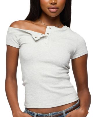 Edikted Jubilee Off Shoulder Henley Top