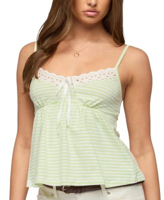 Cindee Contrast Striped Babydoll Tank Top