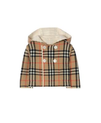 Unisex Reversible Check Wool Cashmere Duffle Coat - Baby