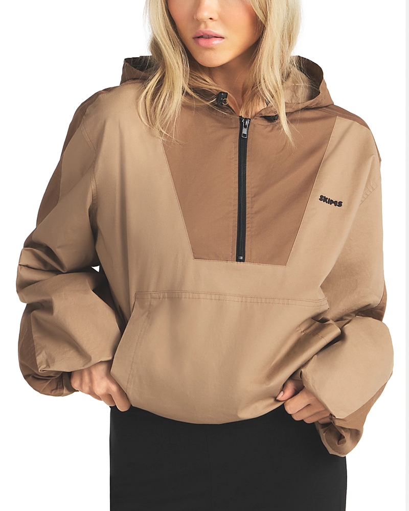 Skims Woven Cotton Half Zip Pullover