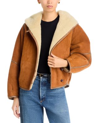 Hooded Suede & Shearling Coat