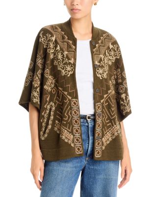 Josiy Embroidered Button Front Poncho