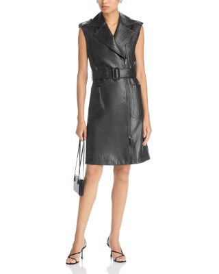 Alexis Belted Faux Leather Dress - thumbnail 2