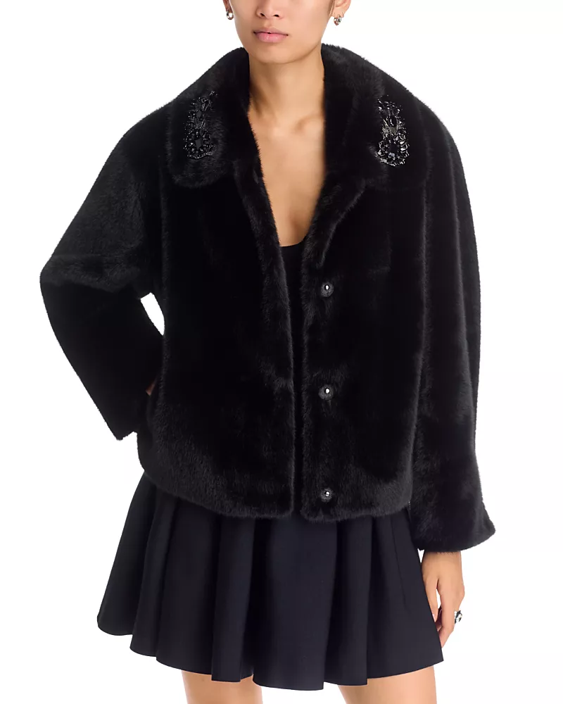 Kobi Halperin Tami Embellished Faux Fur Coat