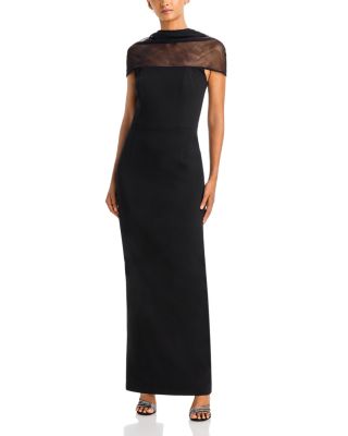 Aqua Shirred Mock Neck Scuba Crepe Dress - Exclusive