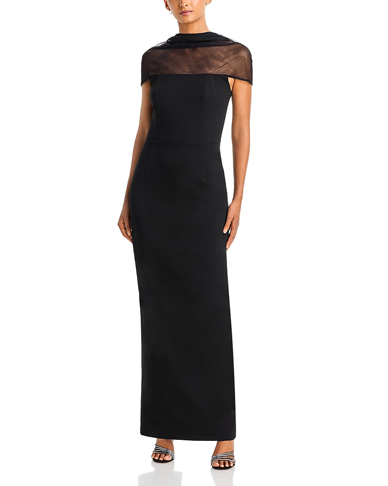Aqua Shirred Mock Neck Scuba Crepe Dress - Exclusive