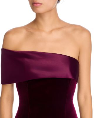 Velvet One Shoulder Cocktail Dress - thumbnail 2