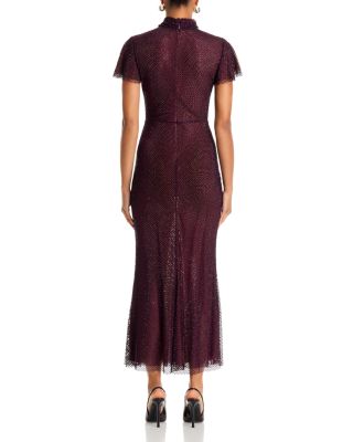 Rhinestone Twist Neck Fishnet Midi Dress - thumbnail 4