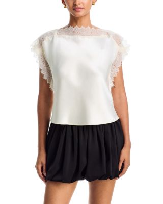 Lace Trim Satin Top - Exclusive