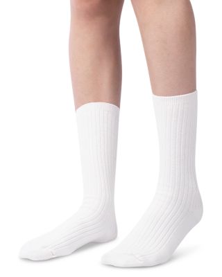 Hue Cotton Stretch Blend Rib Classic Crew Socks In Ivory