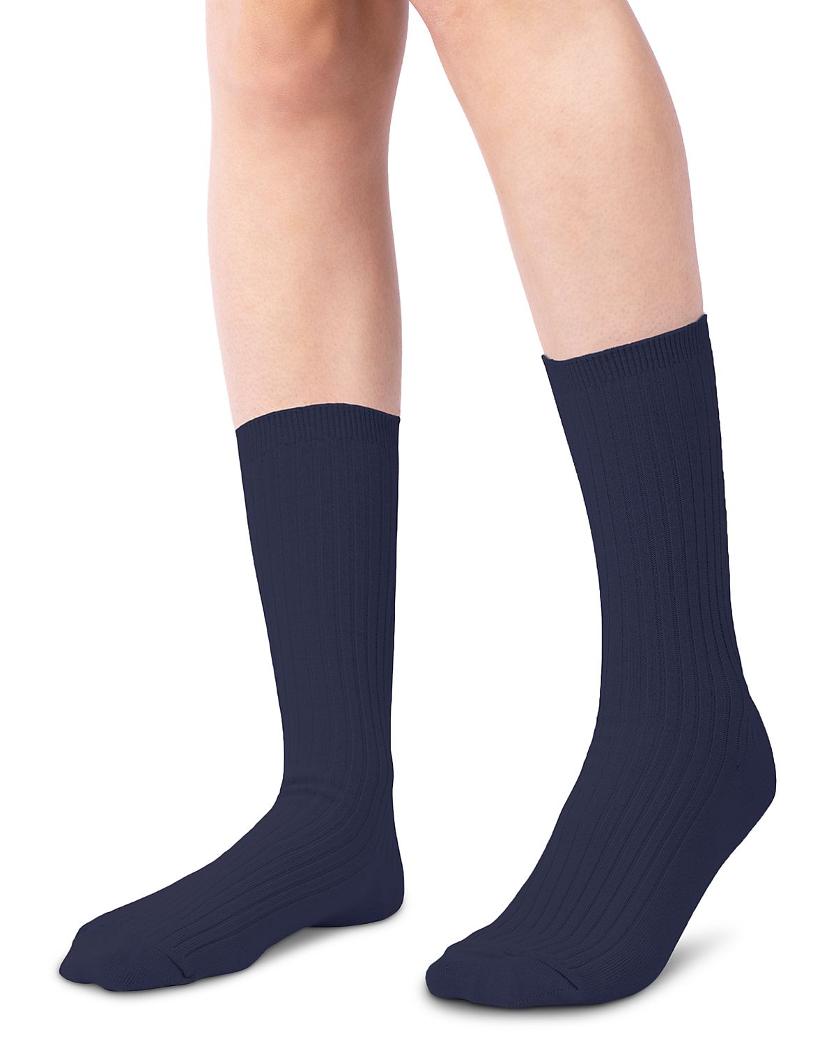 Hue Cotton Stretch Blend Rib Classic Crew Socks
