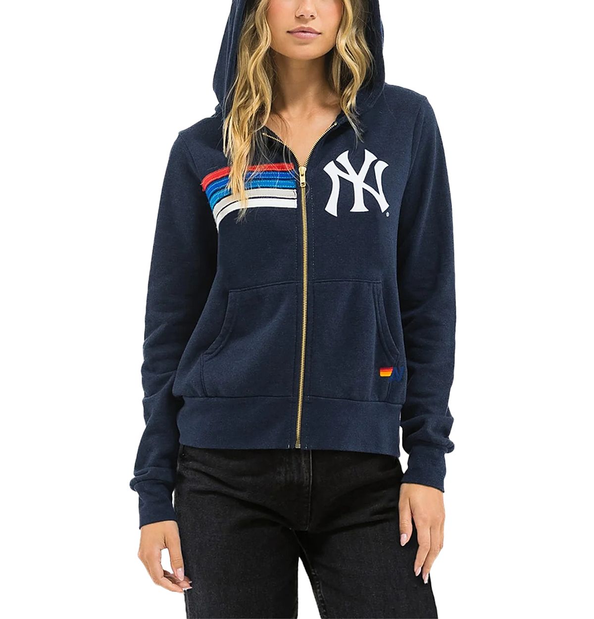 Aviator Nation New York Yankees 5 Stripe Zip Front Hoodie