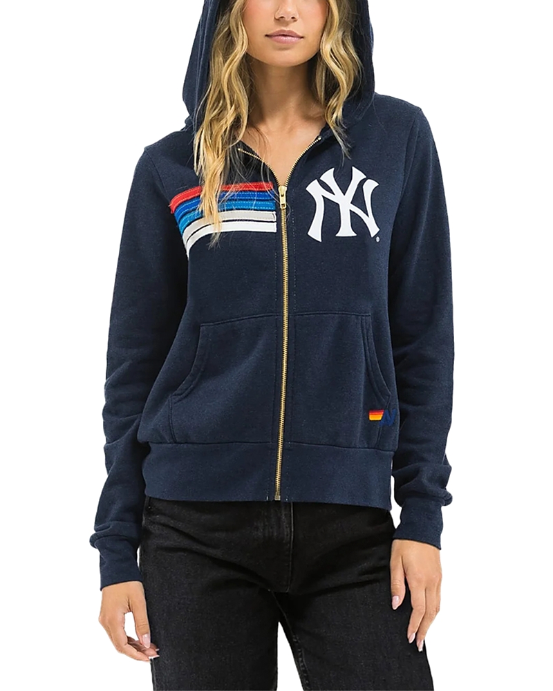 Aviator Nation New York Yankees 5 Stripe Zip Front Hoodie
