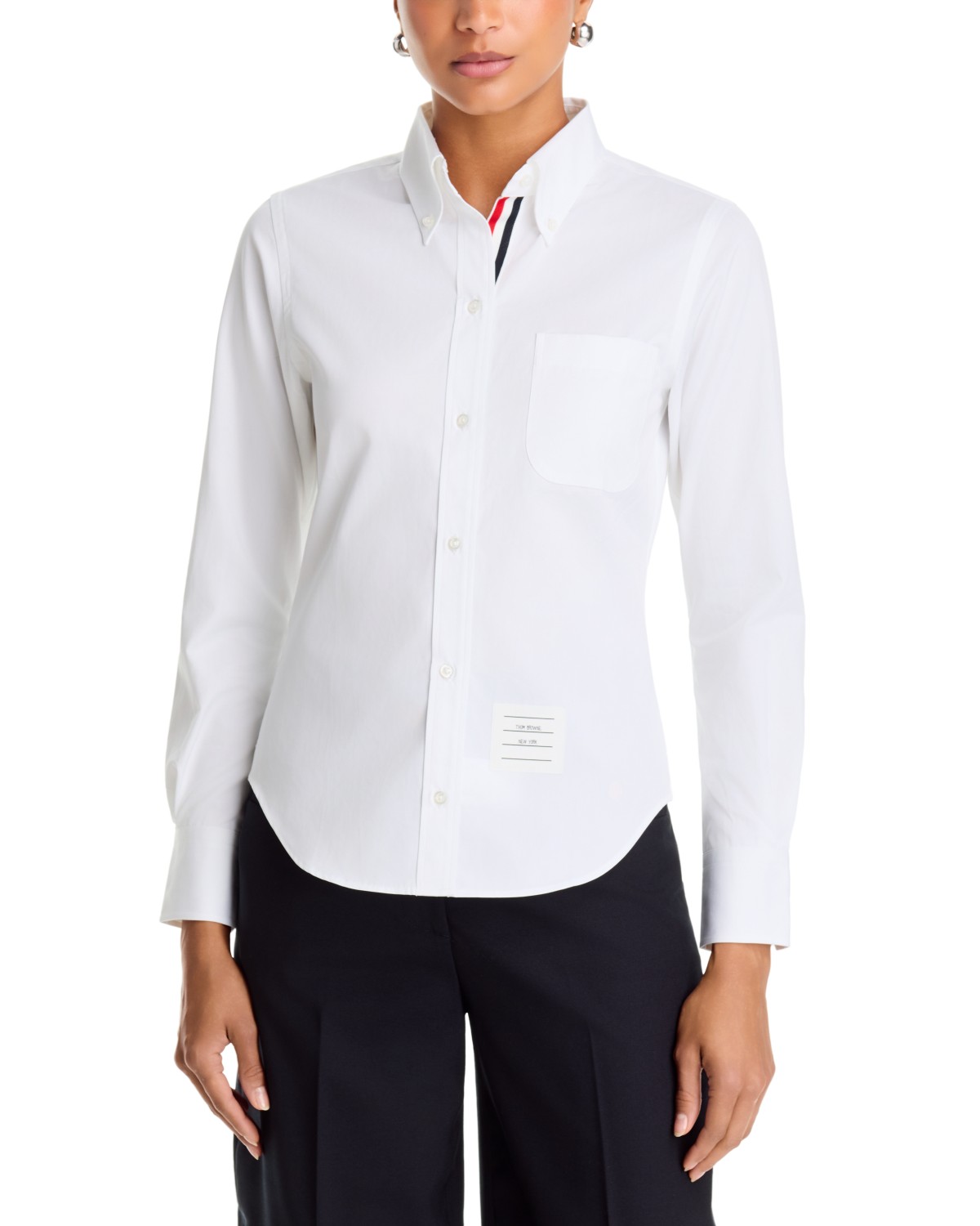 Thom Browne Cotton Classic Long Sleeve Shirt in White
