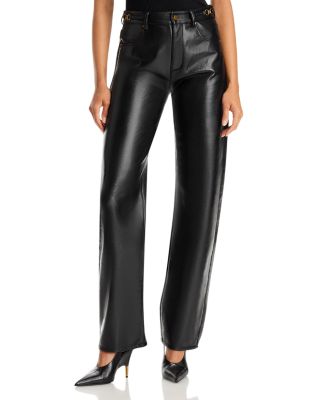 Emilie Leather Blend Novelty Waist Jeans in Black
