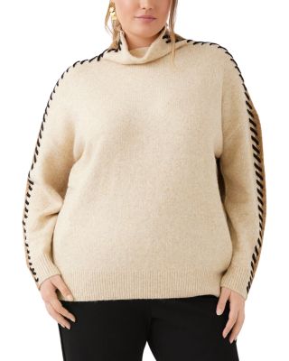 Plus Size Whipstitched Colorblocked Sweater