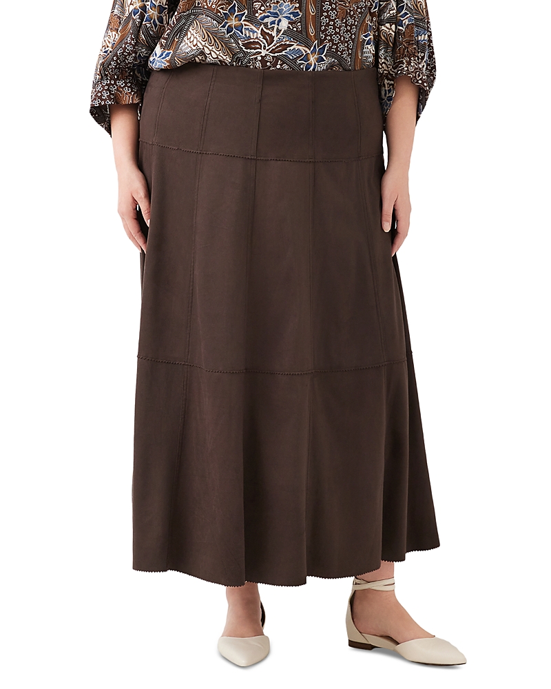Karen Kane Plus Size Tiered Faux Suede Maxi Skirt