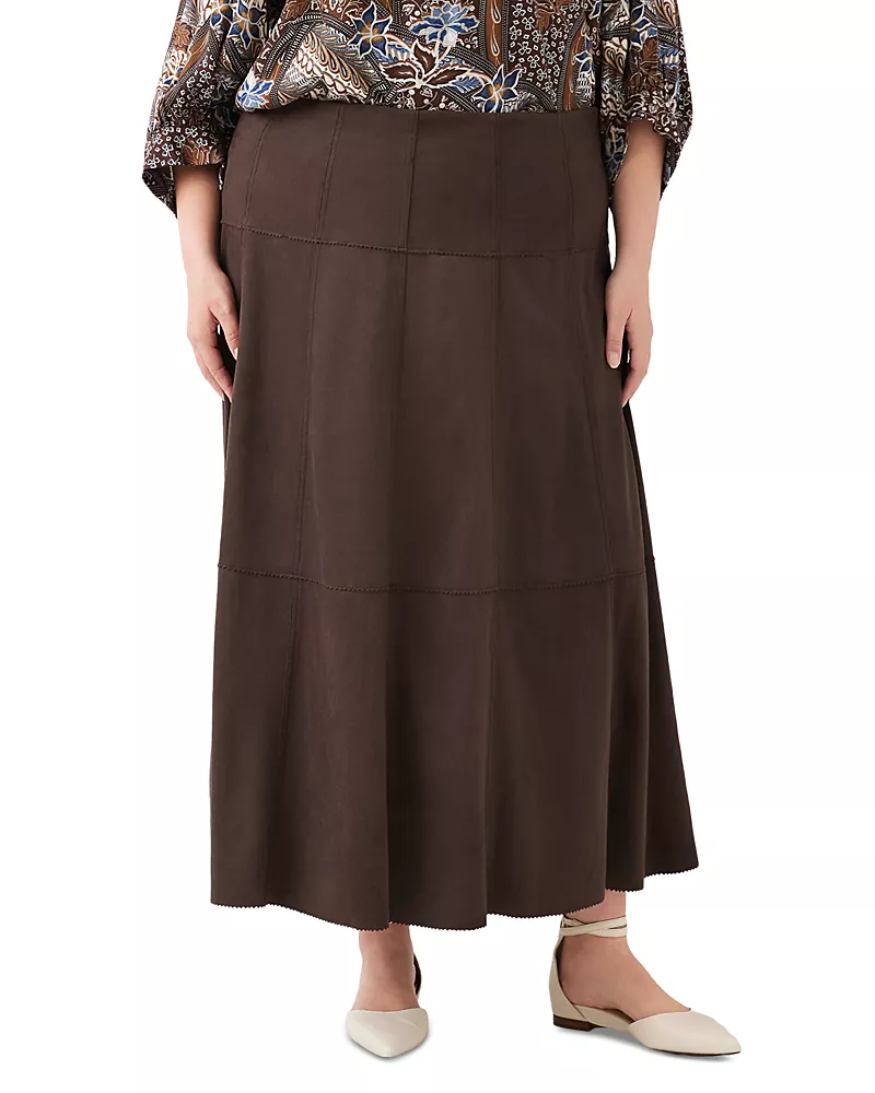 Karen Kane Plus Size Tiered Faux Suede Maxi Skirt