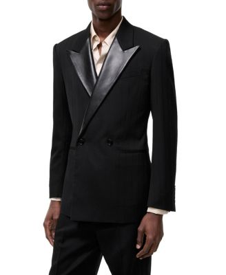  Pinstriped Wool Tuxedo Jacket