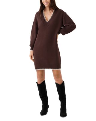 Varsity V Neck Sweater Dress