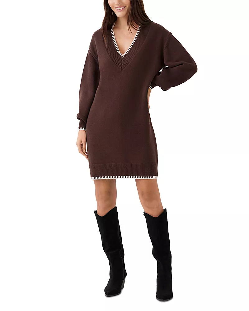 Karen Kane Varsity V Neck Sweater Dress