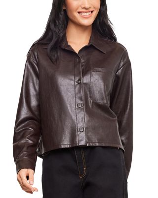 Faux Leather Cropped Shirt