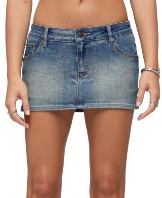 Edikted Seffie Low Rise Stretchy Denim Micro Skort