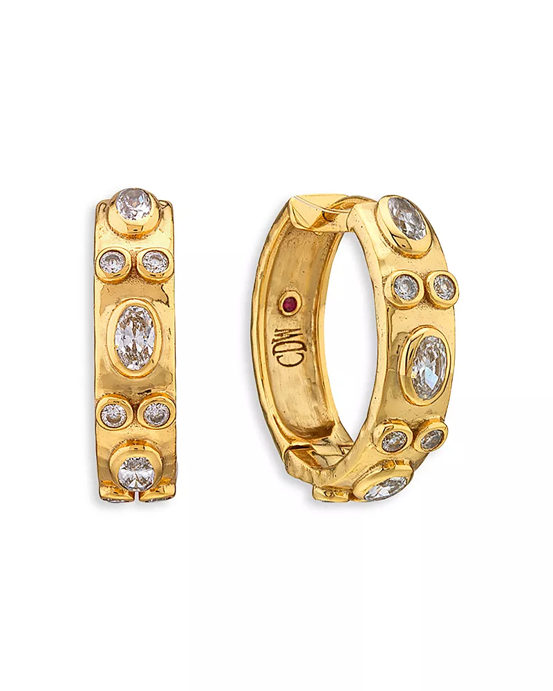 Capucine De Wulf Maharani Cubic Zirconia Huggie Hoop Earrings