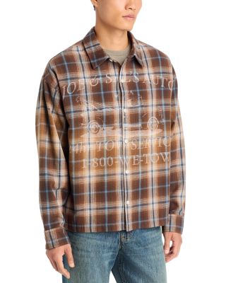 Loose Plaid Logo Flannel Shirt